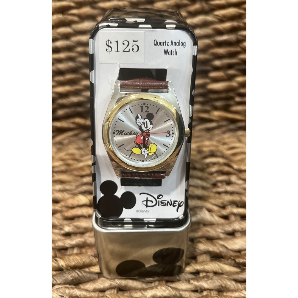 Disney Mickey Mouse Mens Collectible Watch Brown Quartz Analog MCK623 NEW IN BOX
